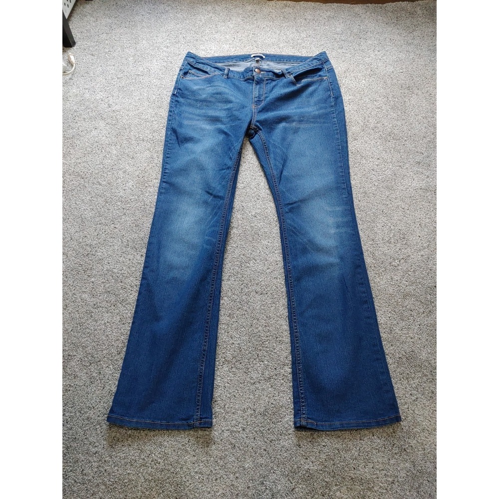 Y2K Bongo Plus Denim Jeans 18W Flirty Boot Cut Med Wash Stretch Copper Stitch